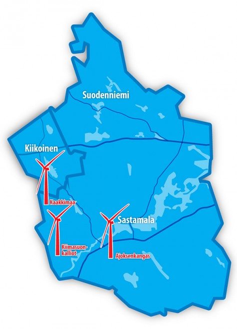 Sastamalasta tarjolla kolme aluetta tuulivoimapuistoille – katso paikat  kartalta - Alueviesti