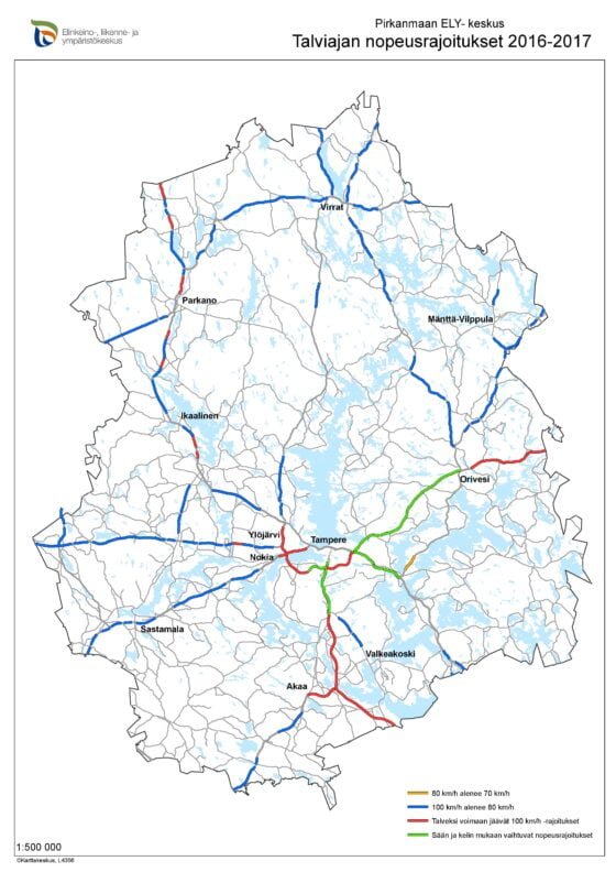 Talven nopeusrajoitukset Pirkanmaalla