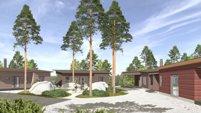 Havainnekuvaa korttelin "sisäpihan" puolelta. Kuva: Aihio Arkkitehdit.