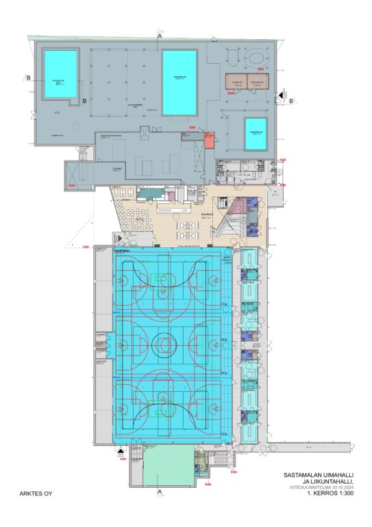 Sastamalan uima- ja liikuntahallin 1. kerros