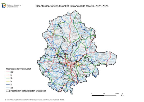 Maanteiden talvihoitoluokat Pirkanmaalla