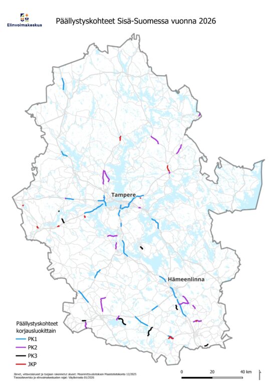 Pirkannmaan ja Kanta-Hämeen päällystykset v. 2026
