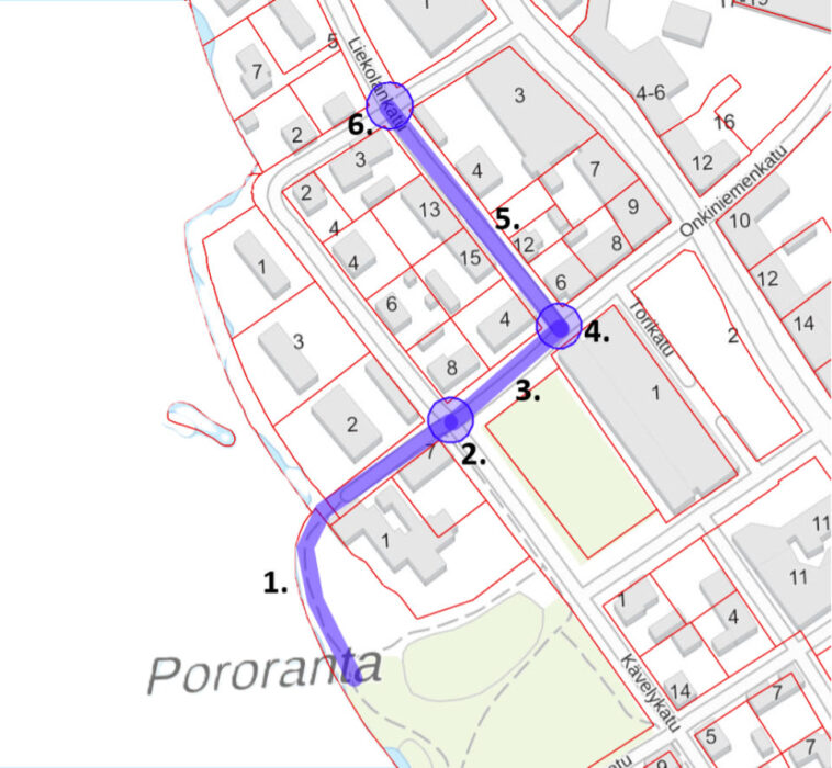 Työmaa Pororanta, Onkiniemenkatu, Liekolankatu