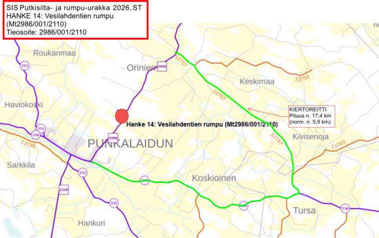 Punkalaidun, Vesilahdentie, kiertoreitti